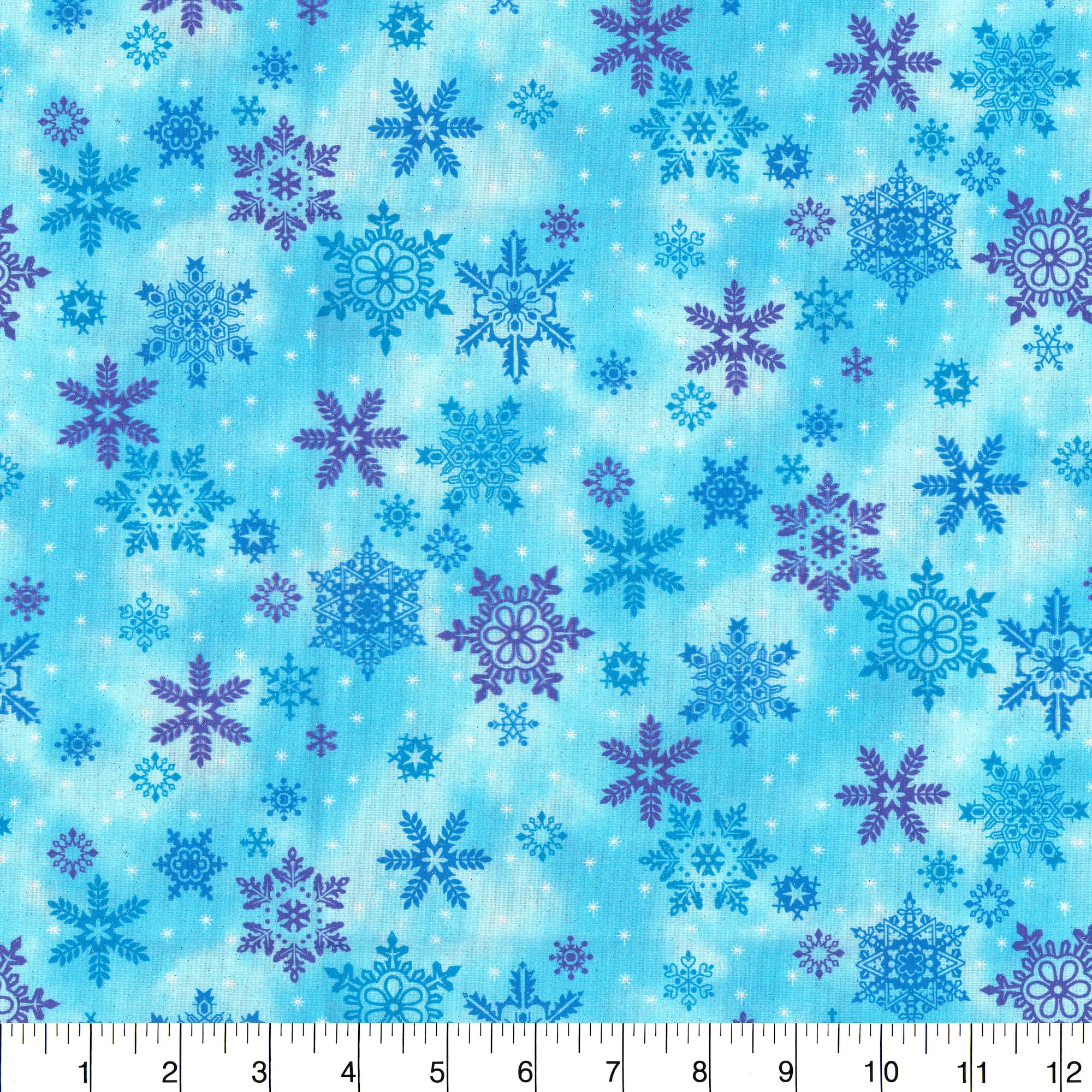 Fabric Traditions Light Blue Glitter Snowflake Cotton Fabric